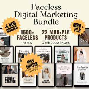 22 Faceless Digital Marketing MRR Products, Faceless Marketing, DFY, Master Resell Rights PLR & MRR Rights