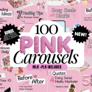 100 Aesthetic Pink Instagram Carousel Templates | Editable Canva PLR MRR