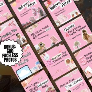 100 Aesthetic Pink Instagram Carousel Templates | Editable Canva PLR MRR
