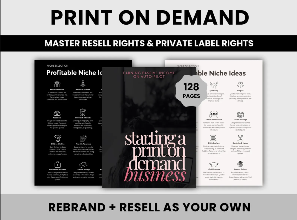 Print On Demand Business Guide | DFY POD eBook | Earning Passive Income on Auto-Pilot PLR & MRR Rights