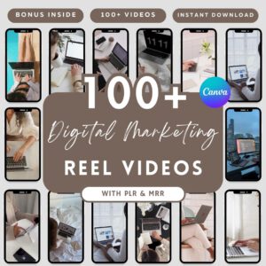 110+ Digital Marketing Videos for Instagram Reels, Faceless Digital Marketing Videos Master Resell Rights, MRR/PLR, Canva