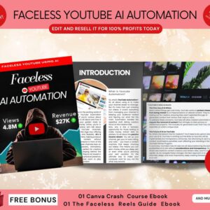 Faceless YouTube AI Automation Ebook:Canva Template, PLR & MRR