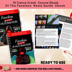 Faceless YouTube AI Automation Ebook:Canva Template, PLR & MRR