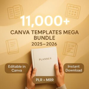 Canva Planner Templates Bundle 2026 | 11,000+ Printable & Editable Planners | PLR MRR Resell Rights