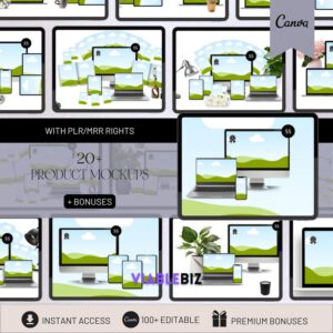 20+ Product Mockup Templates: Canva Mockups with PLR/MRR (Digital Download)